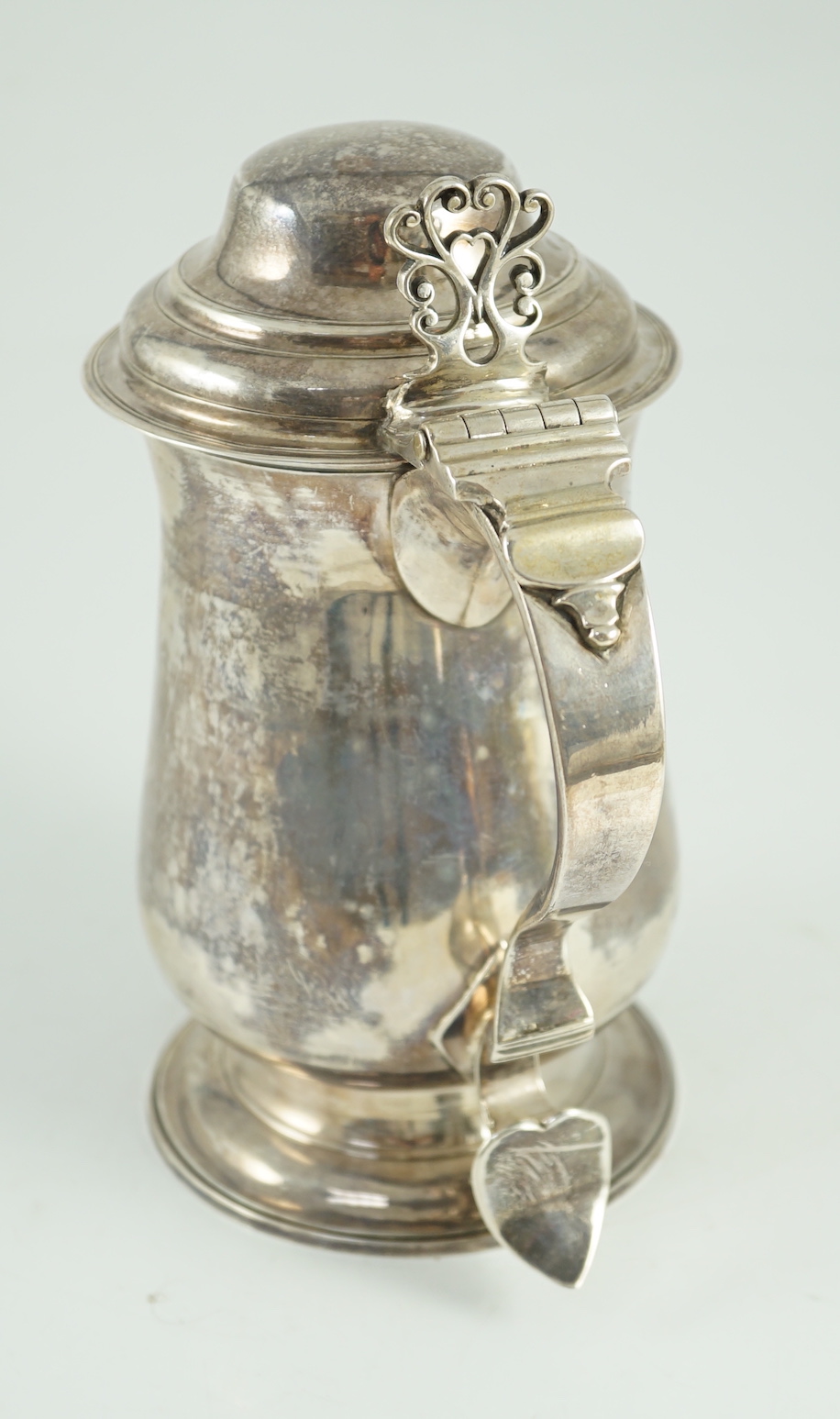 A George III silver tankard, with whistle? handle, by John King